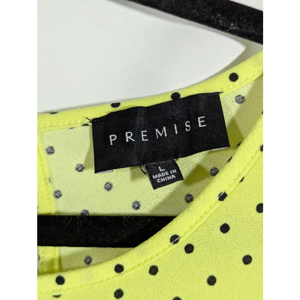 Premise Yellow Polka Dot Blouse Short Sleeve Size Large - Picture 3 of 3